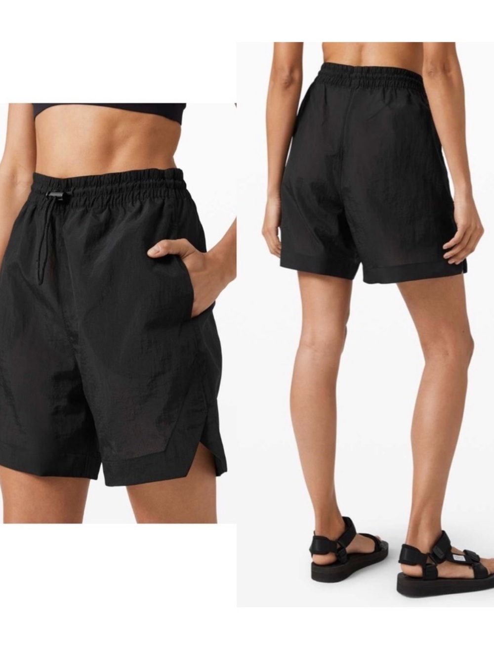 Lululemon Clear Intention Black Sheer Mesh Shorts Women Water Repellent